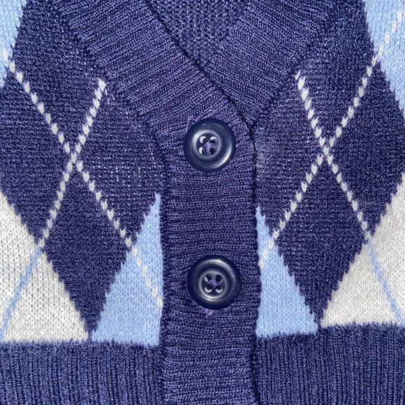 H&M blue argyle cropped cardigan xs - Picture 6 of 8